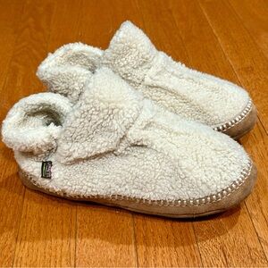LL Bean Cozy Slipper Booties Sherpa Pile Fleece Suede Kids Girls 5-6 Womens 6-7?